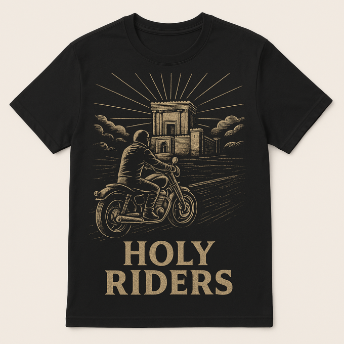 חולצה T-SHIRT עם הדפס רוכב לבית המקדש